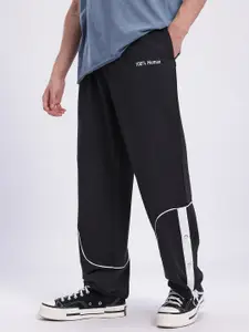 glitchez Men Panelled Baggy Fit Button Slit Track Pants