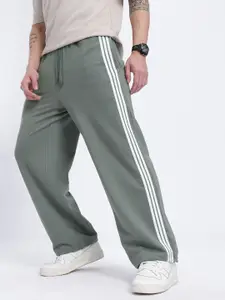 glitchez Men Side Striped Mid-Rise Baggy Fit Track Pants