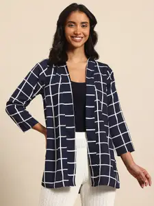 Qurvii Women Checked Shrug