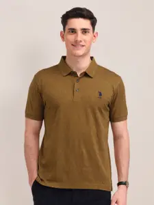 U.S. Polo Assn. Men Self Design Polo Collar Cotton T-shirt