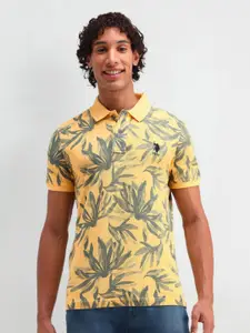 U.S. Polo Assn. Men Floral Printed Polo Collar Cotton T-shirt