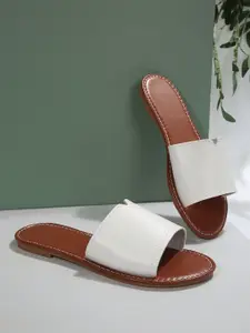 Jbarg Women Striped Open Toe Flats