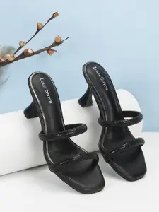 LOUIS STITCH Women's Open Toe Glitter Double Strap Lightweight Sandals