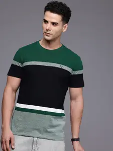 Allen Solly Striped Pure Cotton Slim Fit T-shirt