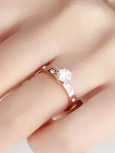 StyleCast Gold-Toned Stone-Studded Elegant Finger Ring