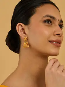 Kushal's Fashion Jewellery Embellished Bridal 92.5 Gold-Plated Dome Jhumkas Earrings