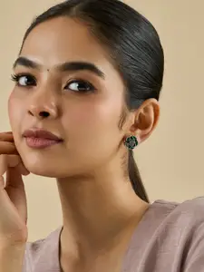 Kushal's Fashion Jewellery 92.5  Silver Plated Classic  Studs Earrings