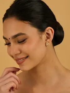 Kushal's Fashion Jewellery Embellished Bridal 92.5 Gold-Plated Temple Studs Earrings