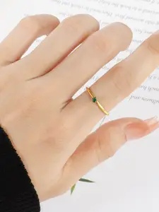 StyleCast Elegant Gold-Toned Stone-Studded Finger Ring