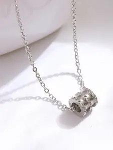 StyleCast Silver-Toned Cylindrical Shaped Pendant With Chain