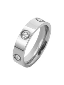 StyleCast Elegant Silver-Toned Stone Studded Adjustable Finger Ring