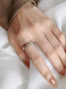 StyleCast Silver-Toned Elegant Adjustable Finger Ring