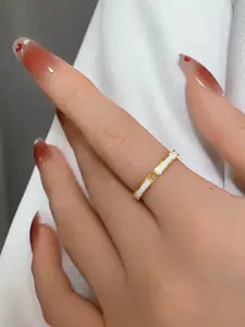 StyleCast Elegant Gold-Toned Stone Studded Adjustable Finger Ring