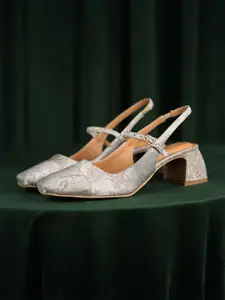 Theater Women Twiggy Diamond Trap Multi Coloured Mary Jane Slingback Block Heels