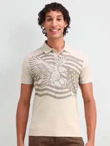 U.S. Polo Assn. Denim Co. Men Graphic Printed Polo Collar Cotton Slim Fit T-shirt