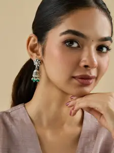 Kushal's Fashion Jewellery 92.5 Sterling Silver-Plated Dome Shaped Temple Jhumkas Earrings