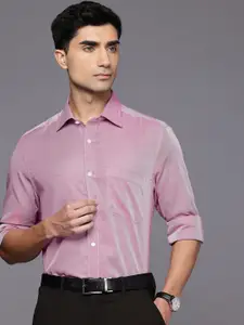 Louis Philippe Classic Self Design Textured Pure Cotton Formal Shirt