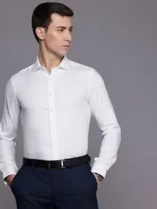 Louis Philippe Pure Cotton Self-Design Super Slim Fit Formal Shirt