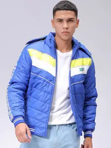 The Indian Garage Co Men Hooded Striped Casual Padded Jacket