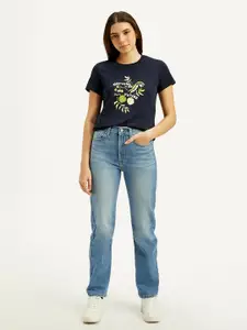 Levis Women Straight Fit High-Rise Heavy Fade Stretchable Jeans