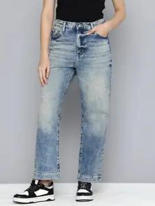 Levis Women Straight Fit High-Rise Heavy Fade Pure Cotton Jeans