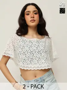 Espresso Pack Of 2 Self Design Crop Waterfall Shrugs