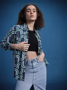 The Roadster Lifestyle Co. Abstract Printed Drop Shoulder Sleeves Casual Shirt