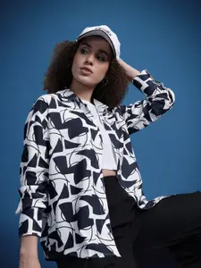 The Roadster Lifestyle Co. Abstract Printed Drop Shoulder Sleeves Casual Shirt