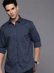 Louis Philippe Sport Slim Fit Self Striped Pure Cotton Casual Shirt