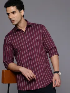 Louis Philippe Sport Slim Fit Self Striped Pure Cotton Casual Shirt