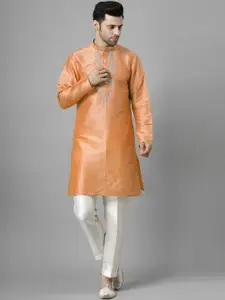 Utsav Fashion Mandarin Collar Beads & Stones Straight Kurta With Trousers