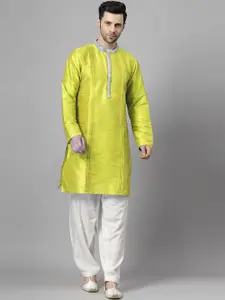 Utsav Fashion Mandarin Collar Pleated Straight Kurta With Pyjamas