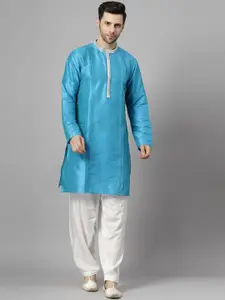 Utsav Fashion Mandarin Collar Pleated Straight Kurta With Pyjamas