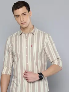 Levis Slim Fit Striped Pure Cotton Casual Shirt