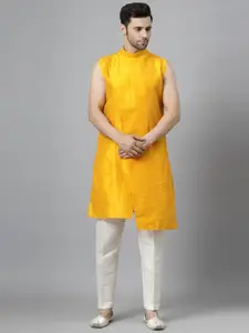 Utsav Fashion Round Neck Sleeveless Angrakha A-Line Kurta With Trousers