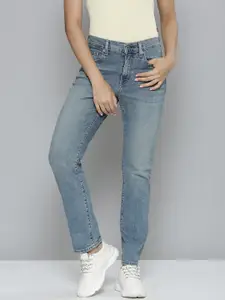 Levis Women 724 Slim Straight Fit High Rise Heavy Fade Stretchable Jeans