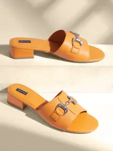 Nautica Open Toe Block Heels With Metallic Detail