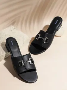 Nautica Open Toe Block Heels With Metallic Detail