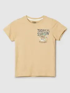 max Boys Typography Printed Round Neck Cotton T-shirt