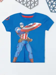 max Boys Captain America Graphic Printed Round Neck Cotton T-shirt