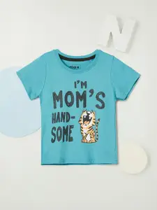 max Boys Typography Printed Round Neck Cotton T-shirt