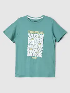 max Boys Floral Printed Round Neck Cotton T-shirt