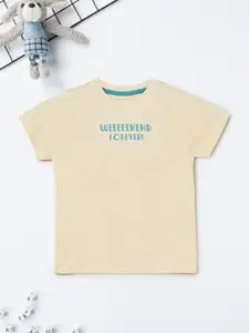 max Boys Typography Printed Round Neck Cotton T-shirt