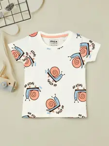 max Boys Conversational Printed Round Neck Cotton T-shirt
