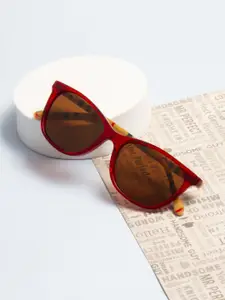 Ted Smith Women Brown Wayfarer Premium Acetate Sunglasses with Polarised Lens