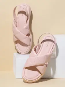 Kenneth Cole Women Quilted Textured Leather Criss-Cross Flats