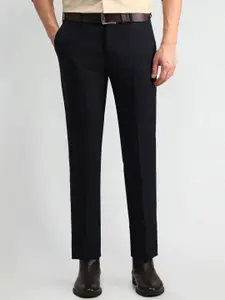 Arrow Men Checked Mid-Rise Slim Fit Trousers