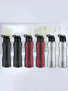 BOROSIL Grip-n-Sip Maroon 6 Pieces Stainless Steel Wall Vacuum Water Bottle 750 ml Each