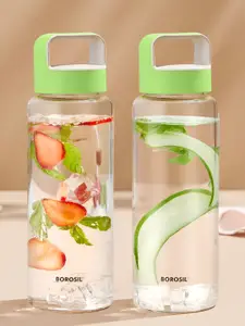 BOROSIL Transparent 2 Pieces Crysto Wide Mouth Borosilicate Glass Water Bottle 750 ml Each