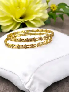 AARTISAI Set Of 2 Gold-Plated Stone-Studded Modern Charm Bangles
